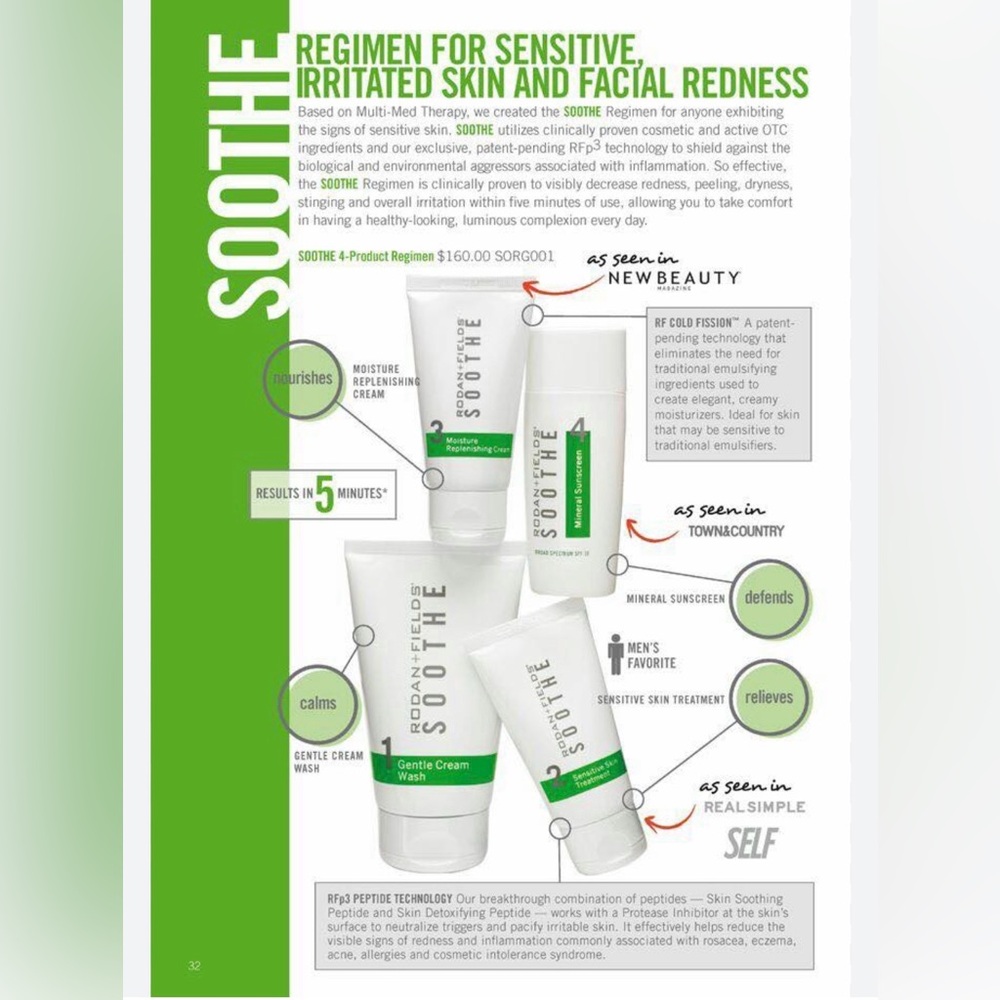 NEW SEALED Rodan + Fields Soothe Skincare Routine for Sensitive Skin - 3 pc - Picture 2 of 6